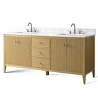 Vanity Art 72 Double Sink Bathroom Vanity Cabinet with Engineered Marble Top