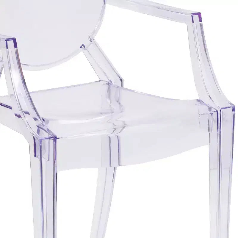 Emma and Oliver Oval Back Ghost Chair with Arms in Transparent Crystal