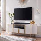 Meuble TV de luxe moderne, meuble de divertissement, avec plateau en faux marbre