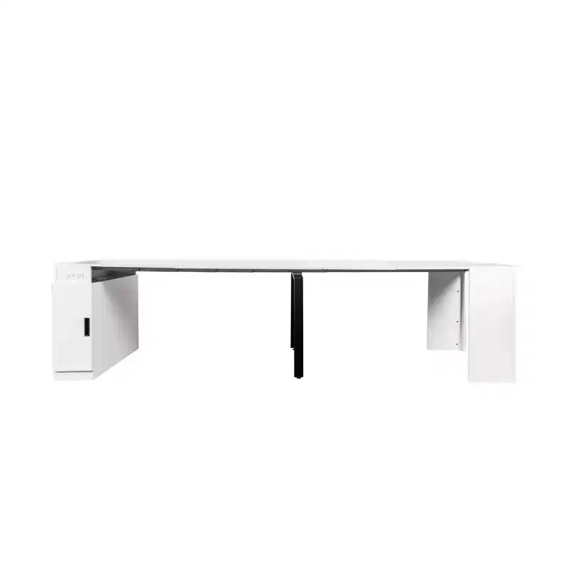 CLIHOME Modern Multifunctional Extendable Dining Table with Outlet, Space Saving Expanding Table with Storage