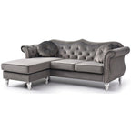 Hollywood Velvet Sofa with Reversible Chaise