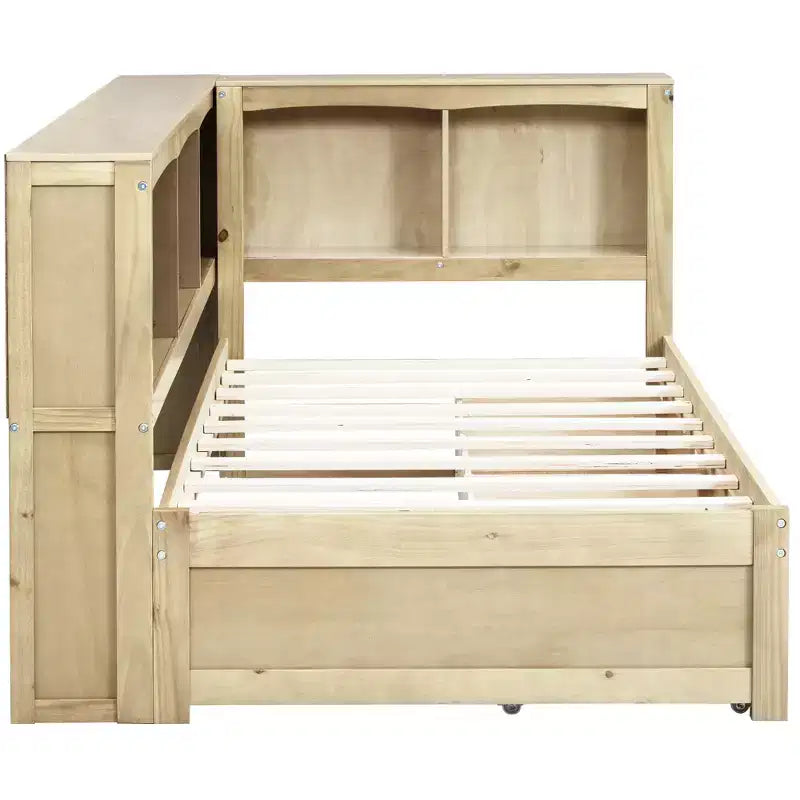 White / Wood Twin Size Daybed with Storage Drawers, Cabinets & USB Ports 窶・1 Person