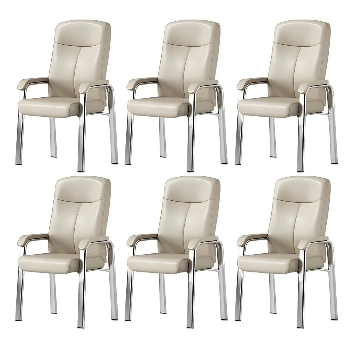HomeyFad Modern Leather Metal 4-Leg Office Chair with Arms