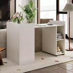 50 Folding Table with Storage Cabinet & Wheels, Extendable Drop Leaf Desk for Kitchen, Home Office and Bedroom