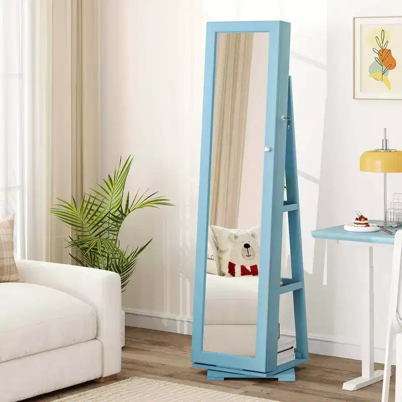 Costway Armoire à bijoux rotative à 360° 2-en-1 Organiseur miroir verrouillable Blanc/Noir/Marron foncé/Gris/Bleu/Rose/Violet/Gris foncé