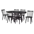 Lifestorey 7pc Edmonton Farmhouse Extendable Dining Set with Solid Wood Chairs Matte Black