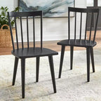 Set da pranzo allungabile Edmonton Farmhouse 7 pz con sedie in legno massello nero opaco