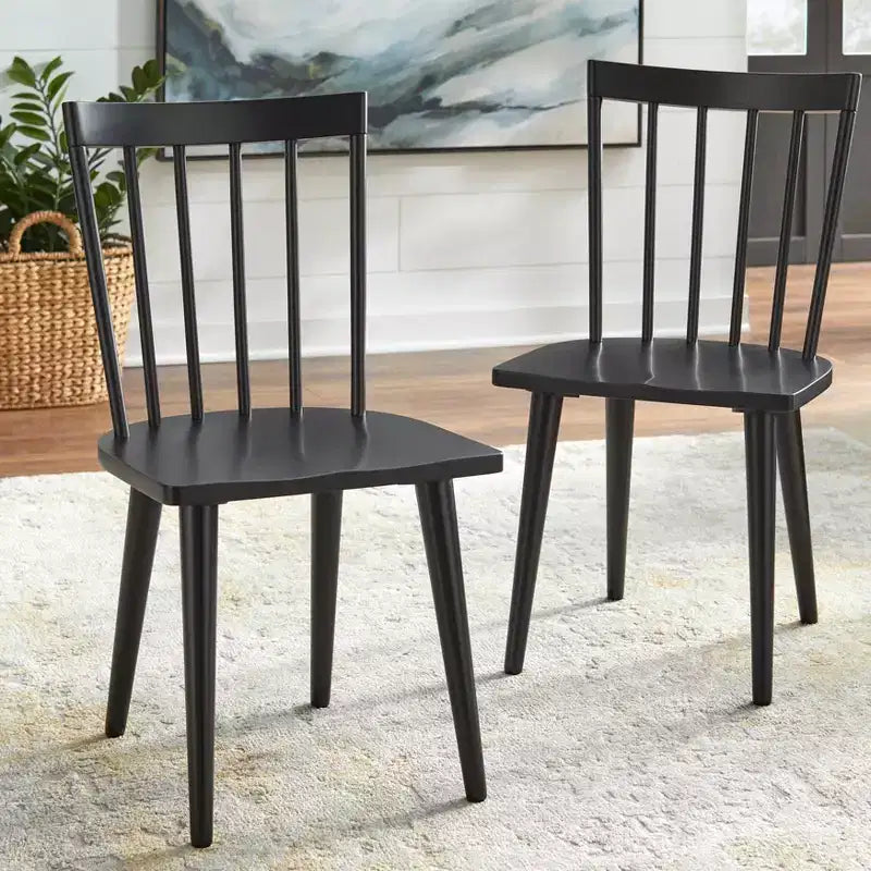 Set da pranzo allungabile Edmonton Farmhouse 7 pz con sedie in legno massello nero opaco