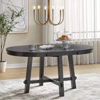 Set da pranzo allungabile Edmonton Farmhouse 7 pz con sedie in legno massello nero opaco