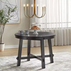 Set da pranzo allungabile Edmonton Farmhouse 7 pz con sedie in legno massello nero opaco