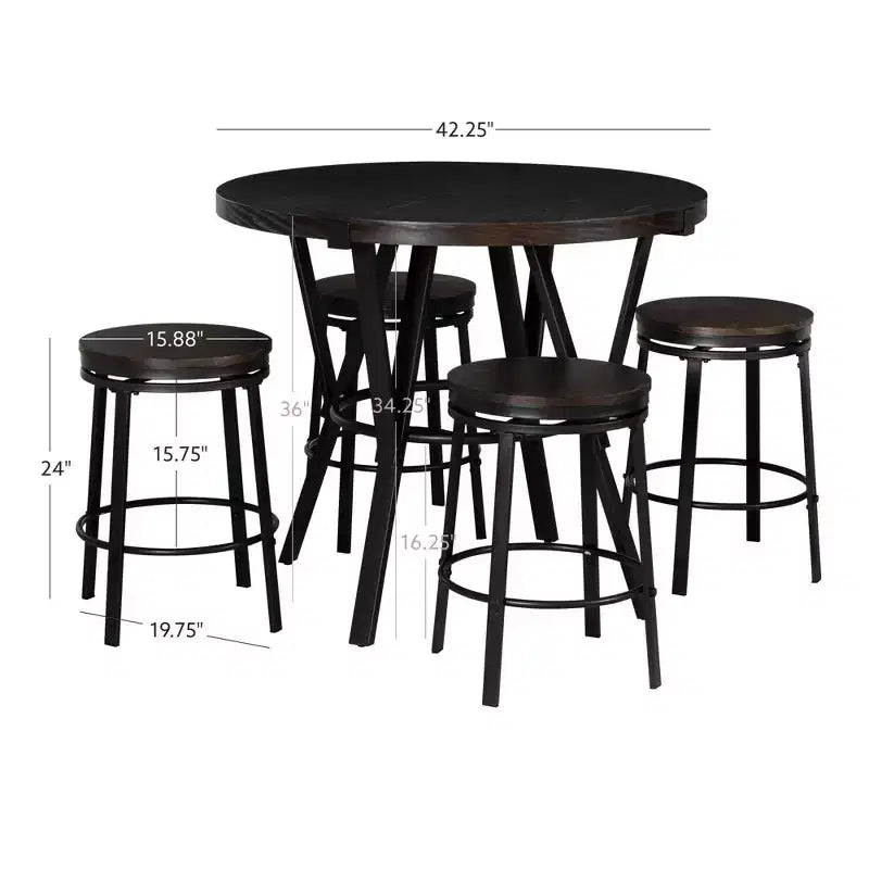 Set da pranzo rotondo Galway 5 pezzi antracite