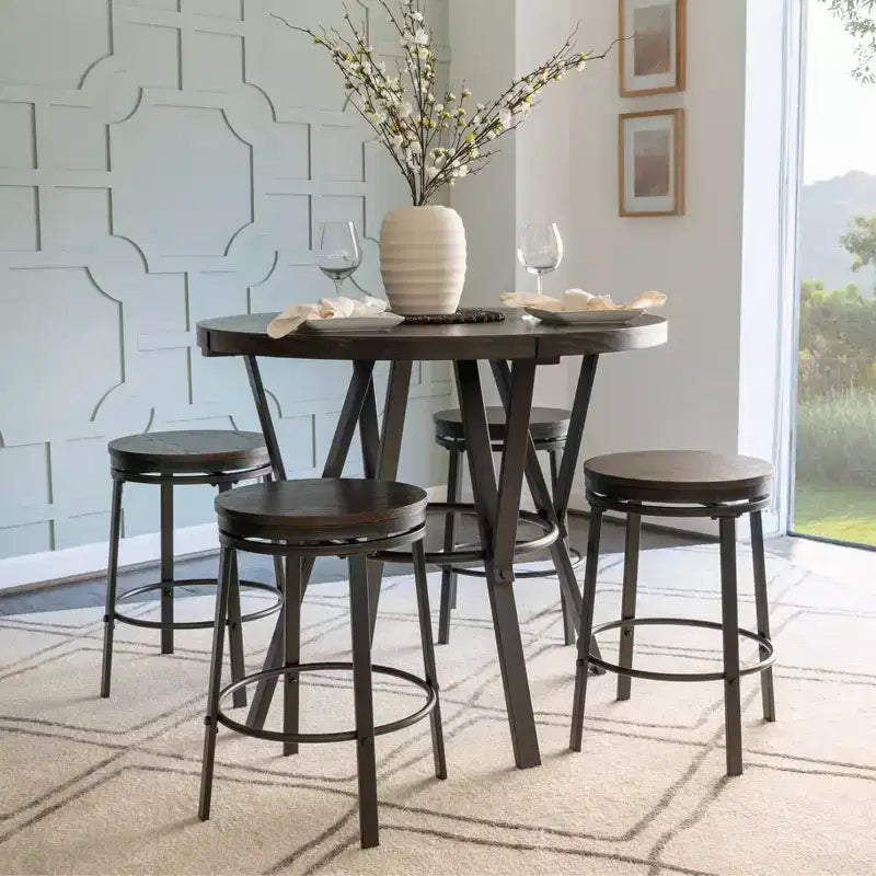 Set da pranzo rotondo Galway 5 pezzi antracite