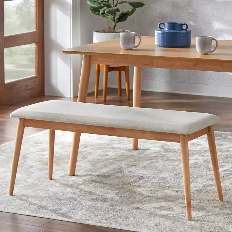 Set da pranzo Newington da 6 pezzi in rovere chiaro/beige con panca