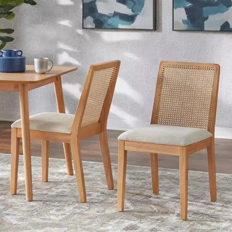 Set da pranzo Newington da 6 pezzi in rovere chiaro/beige con panca