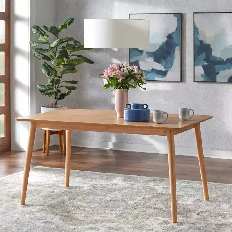 Set da pranzo Newington da 6 pezzi in rovere chiaro/beige con panca