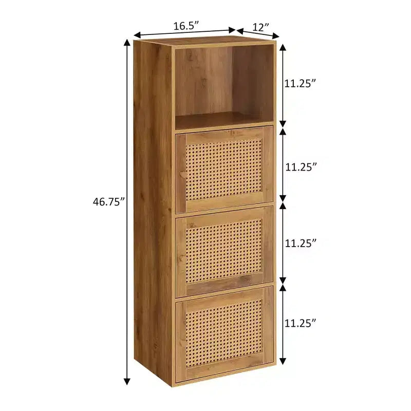 Mobiletto a 3 ante con scaffale Xtra Storage Boho Weave in Marrone Autumn Haze/Beige Barley