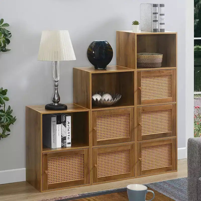 Mobiletto a 3 ante con scaffale Xtra Storage Boho Weave in Marrone Autumn Haze/Beige Barley