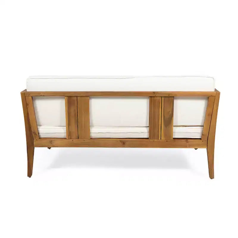 Nicholson Outdoor 4 Seater Acacia Wood Chat Set - Teak/Beige - Christopher Knight Home: Patio Conversation Set with Cushions & Coffee Table