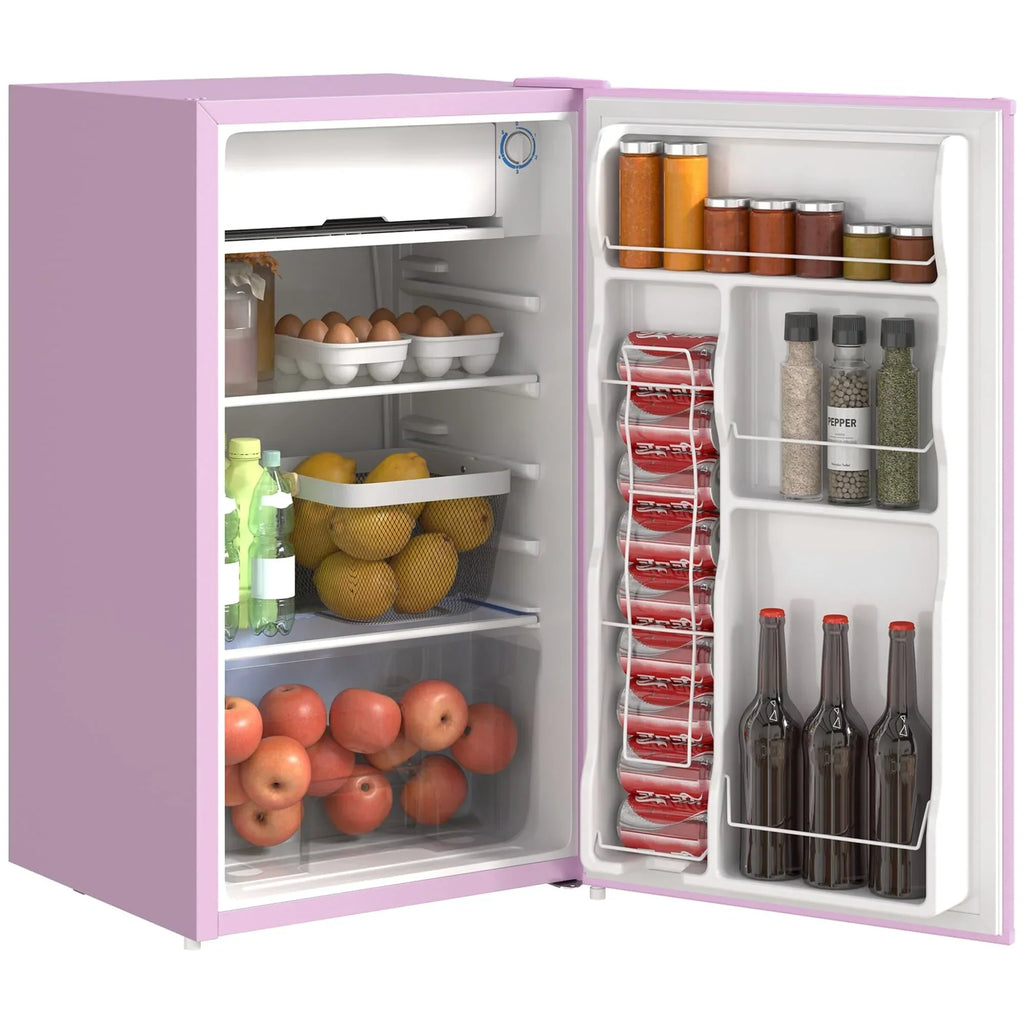 3.2 Cu.Ft Mini Fridge with Freezer, Single Door Compact Refrigerator with Adjustable Thermostat for Bedroom