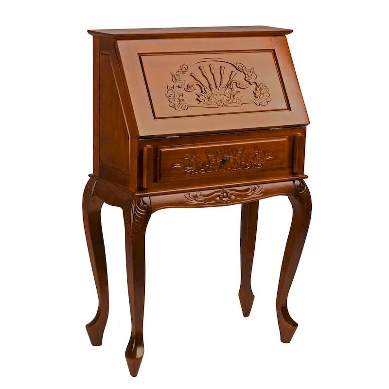 Carved Wood Secretary Desk