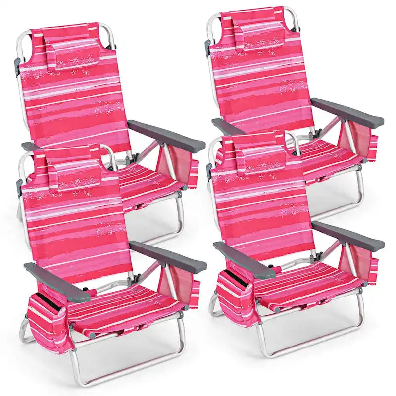 Costway 4-Pack Folding Backpack Beach Chair 5-Position Outdoor - See Details