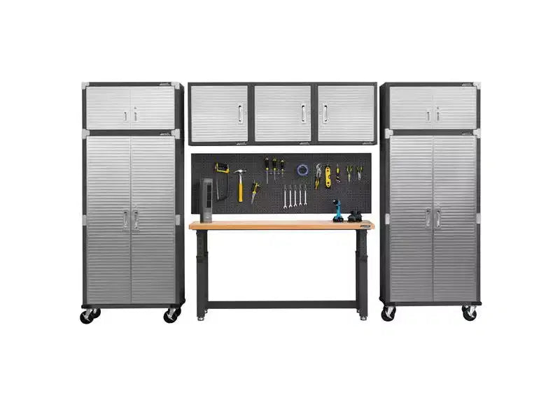 Heavy Duty 60 Adjustable Height Workbench Table with Wood Top
