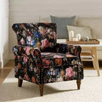Araceli Traditional Wooden Upholstered Floral Armchair with Wingback and Nailhead Trim| ART OF LIVING DESIGNS