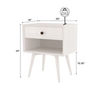Set of 2 Mid-Century Solid Wood Nightstands with 1 Drawer, Bedroom Side Tables