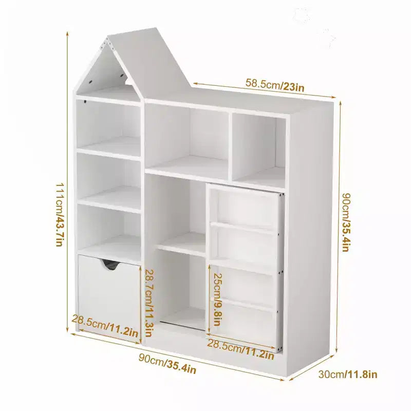 Kids Storage Organizer, Toy and Book Organizer with 8 Cubbies & Pull-Out Drawers - Ideal for Playrooms, Bedrooms