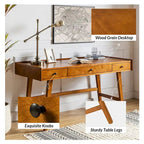 Mid-century Office Desk with Drawer Divider&Cable Management&Charging Station