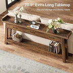 Lantine 2-Tier Sofa Table with 3 Drawers, 70.9 Console Table with Raised Baffle and Storage Shelves for Living Room, Hallway, Entryway