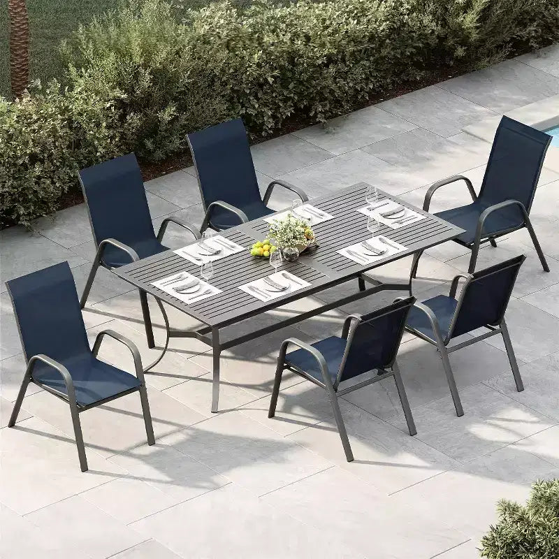 Patio Chairs,Outdoor Stackable Dining Chairs Set of 4/6 All Weather Lightweight Textilene Outdoor Chair Sets with Armrests for Backyard,Pool Deck