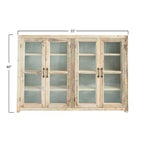 40 Tall 4-Door Reclaimed Wood and Metal Storage Cabinet with Glass Doors, Brown