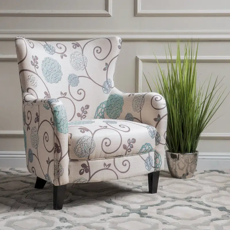 Modern Retro 30.25 High Back Upholstered Arm Chair with Wood Legs for Living Room