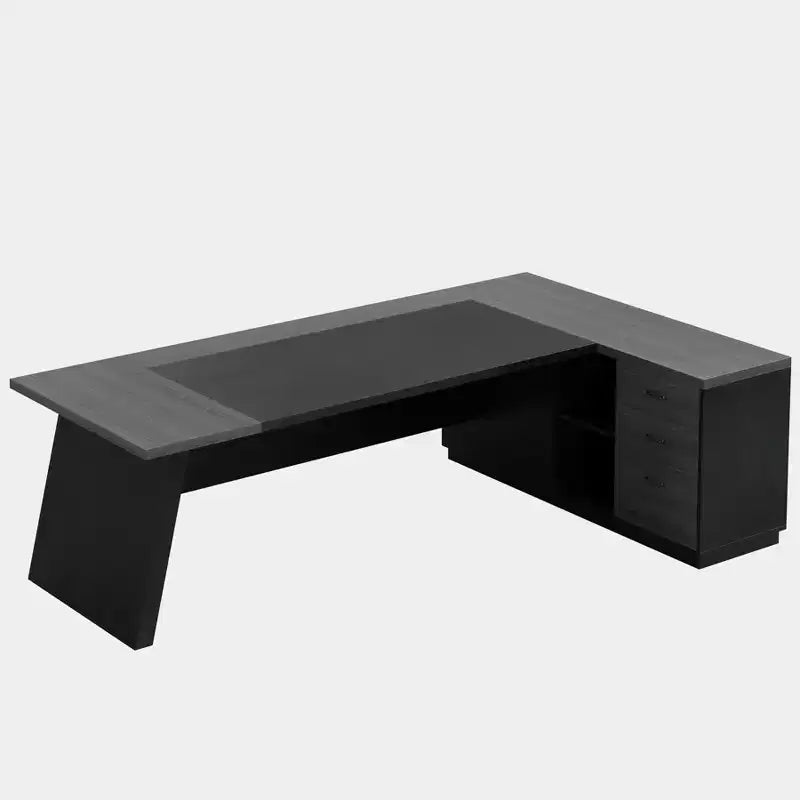Lantine Modern 78 L-Shaped Executive Desk with Drawers and Lateral File Cabinet