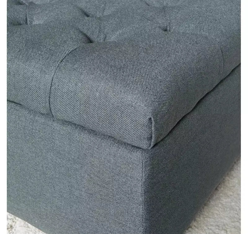 Luxury Storage Ottoman Bench - Button-Tufted Upholstered Rectangular Footrest for Living Room, Entryway & Bedroom