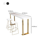 Luxury Rectangle Wooden Bar Table Gold Sled Base for Dining