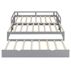 Okak Twin Size Extending Design Daybed with Trundle/Drawers & Safety Rails,Solid Wood Platform Bed Frame for Teens,Adults