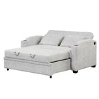 61.6 Modern Chenille Convertible Sofa Bed with USB Ports, Cup Holders & Adjustable Backrest for Living Room, Apartment