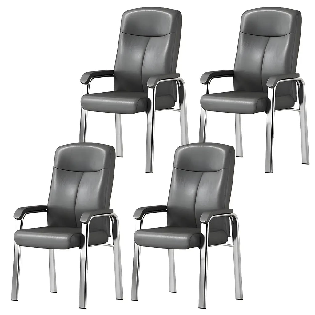 HomeyFad Modern Leather Metal 4-Leg Office Chair with Arms