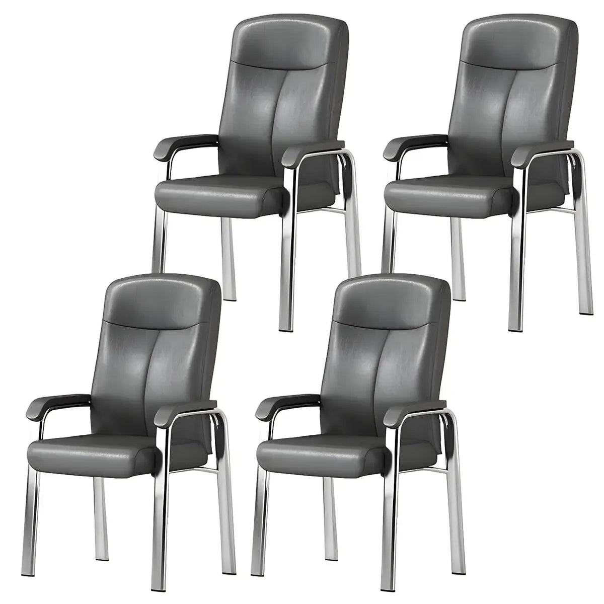 HomeyFad Modern Leather Metal 4-Leg Office Chair with Arms