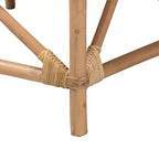 bali & pari Patsy Modern Bohemian White Fabric and Natural Brown Rattan Armchair