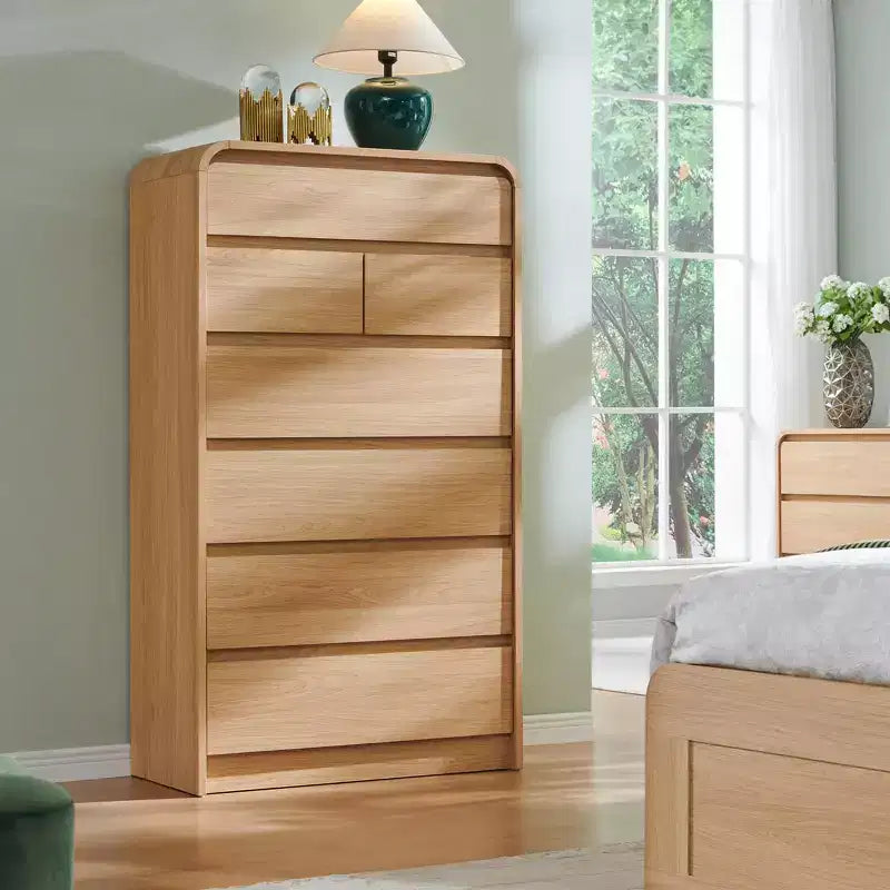 Commode à 7 tiroirs pour chambre à coucher, commode et chiffonnier modernes au design incurvé, commode en bois pour salon