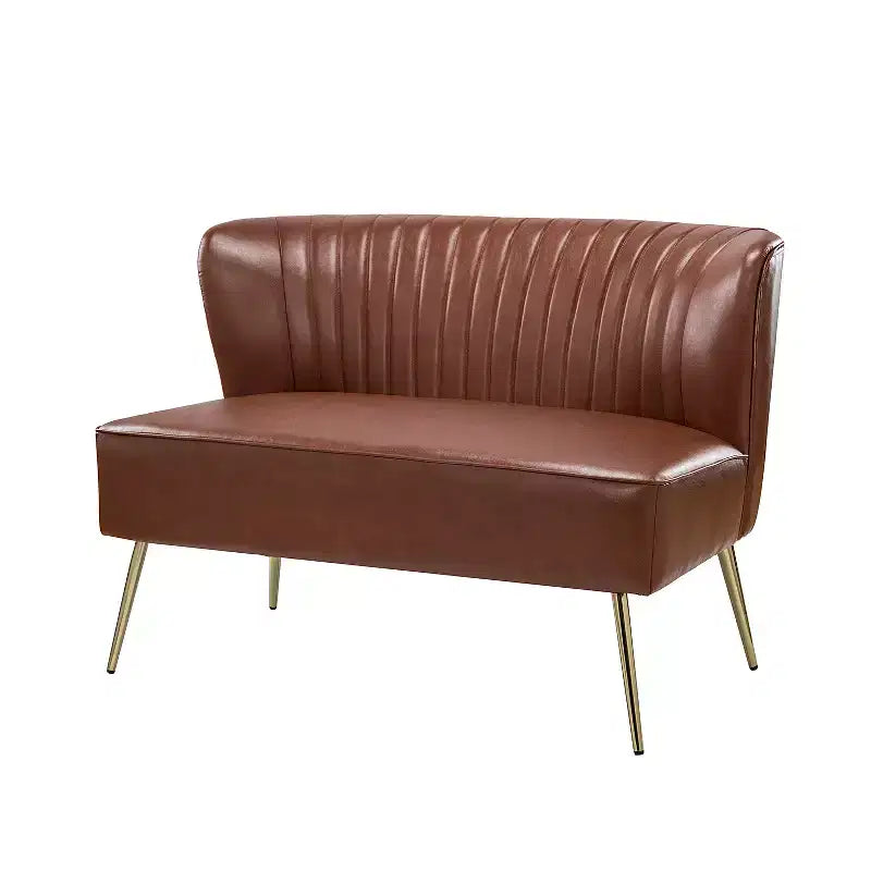 47 Contemporary Wingback Loveseat, Armless 2-Seater Sofa with Metal Legs for Living Room or Bedroom