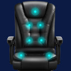 Ergonomic Black Leather Swivel Office Chair with Footrest