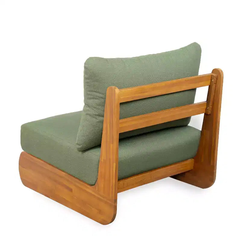 Christopher Knight Home Tavriel Mid-Century Modern Patio Acacia Wood 5-Seater Seating Set with Thick Cushions, Table Not Included