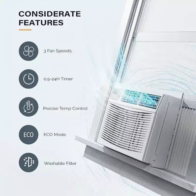23,200 BTU Smart Window AC Heat Pump - 7-in-1 White Unit (1 Pack) for Large Rooms up to 950 Sq.Ft | WiFi/Alexa Enabled, 208/230V