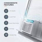 23,200 BTU Smart Window AC Heat Pump - 7-in-1 White Unit (1 Pack) for Large Rooms up to 950 Sq.Ft | WiFi/Alexa Enabled, 208/230V