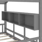 Floor House Bed with Built-In Storage Shelves & Slatted Roof