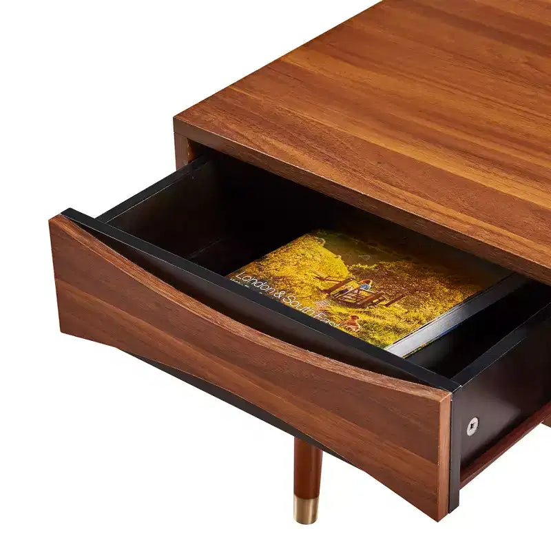 Mid-Century Modern Coffee Table with Drawer & Shelf
